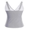 Yonique Women's Tankini Top Only Tummy Control Bathing Suit Top Ruffle Swimsuit Top V Neck Swim Tank Top No Bottom Black and White Striped XS view 4