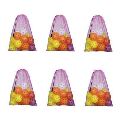 GSE Games & Sports Expert 18"x12" Purple Mesh Drawstring Bag for Baseballs, Softballs, Tennis, Pickleball Balls, Golf Balls. Mesh Sports Equipment Bag with Lock for Gym, Swim Gear, Laundry & Toys