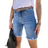 JEKE-DG Women's Jean Slimming Denim Shorts Summer High Waisted Jean Shorts Raw Hem Ripped Distressed Shorts (Small,Blue) view 1