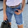 JEKE-DG Women's Jean Slimming Denim Shorts Summer High Waisted Jean Shorts Raw Hem Ripped Distressed Shorts (Small,Blue) view 3