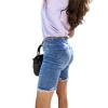 JEKE-DG Women's Jean Slimming Denim Shorts Summer High Waisted Jean Shorts Raw Hem Ripped Distressed Shorts (Small,Blue) view 4