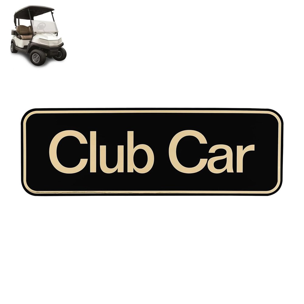 Drive-up Name Plate for Club Car Tempo Emblem Black Gold for Golf Cart-7.72" X 2.68"