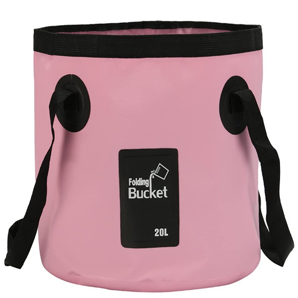 BANCHELLE Collapsible Bucket Water Container Portable Folding Camp Wash Basin for Outdoor Traveling Hiking Fishing Car Washing Gardening Camping 20L (Light Pink, 20L)