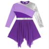 Hularka Women's Metallic Worship Praise Dance Dress Color Block Liturgical Dancewear Performance Costume #02 Purp XX-Large view 3