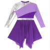 Hularka Women's Metallic Worship Praise Dance Dress Color Block Liturgical Dancewear Performance Costume #02 Purp XX-Large view 4