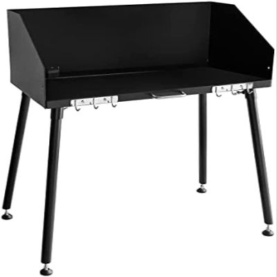 AHLOKI Carbon Steel Camp Cooking Table with Tabletop and Detachable windscreen Dutch Oven Tables, Four Legs for Grill Travel Table Outdoor Picnic, Beach,BBQ,backyards,30 x 16 inch