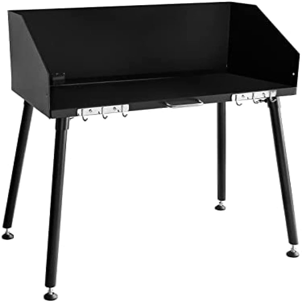 AHLOKI Carbon Steel Camp Cooking Table with Tabletop and Detachable windscreen Dutch Oven Tables, Four Legs for Grill Travel Table Outdoor Picnic, Beach,BBQ,backyards,30 x 16 inch