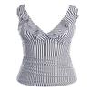 Yonique Women's Tankini Top Only Tummy Control Bathing Suit Top Ruffle Swimsuit Top V Neck Swim Tank Top No Bottom Black and White Striped S view 1
