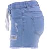 JEKE-DG Women's Elastic Waist String High Waist Shorts Slim Hole Wash Jeans Shorts Drawstring Plus Size Casual Shorts (Small,Light Blue) view 3