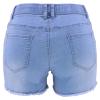 JEKE-DG Women's Elastic Waist String High Waist Shorts Slim Hole Wash Jeans Shorts Drawstring Plus Size Casual Shorts (Small,Light Blue) view 4