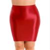 QinCiao Women's Silky High Waisted Solid Tight Club Skirt Stockings Skirt Package Hip Short Skirts Red Medium view 2
