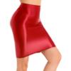 QinCiao Women's Silky High Waisted Solid Tight Club Skirt Stockings Skirt Package Hip Short Skirts Red Medium view 3
