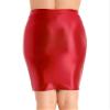 QinCiao Women's Silky High Waisted Solid Tight Club Skirt Stockings Skirt Package Hip Short Skirts Red Medium view 4