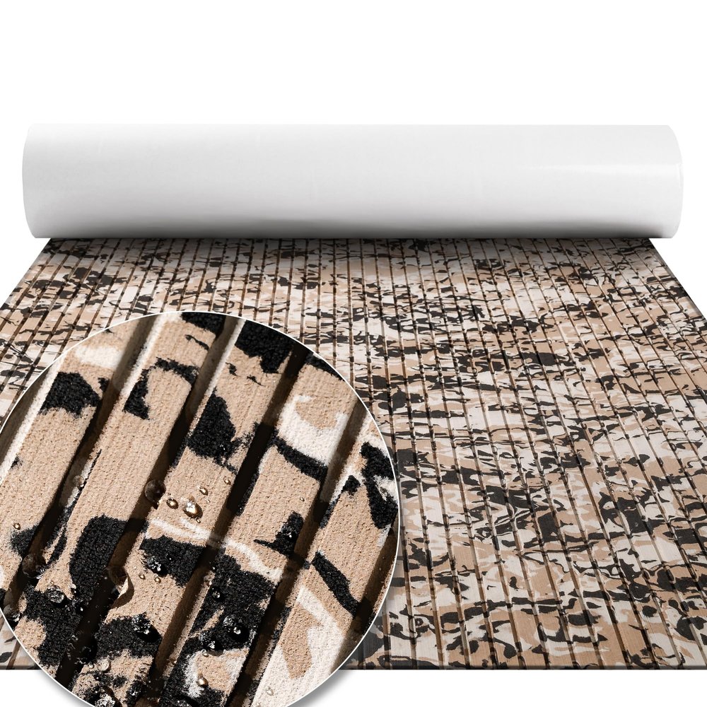 FOCEAN Boat Flooring EVA Foam Boat Decking Marine Flooring Camo Self-Adhesive Marine Mats for Boats Yacht Kayak RV 94.5"x23.6", Desert Camo