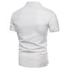 Men's Stand Collar Henley T-Shirts Stylish Short Sleeve Cotton Linen Hippie Shirt Solid Color Summer Beach Tee (US Size S Asia M,White) view 2