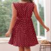 BBcoch Women's Polka Dot Petite Dress A Line Sleeveless Summer Pleated Dresses Wine White Dot Medium view 2