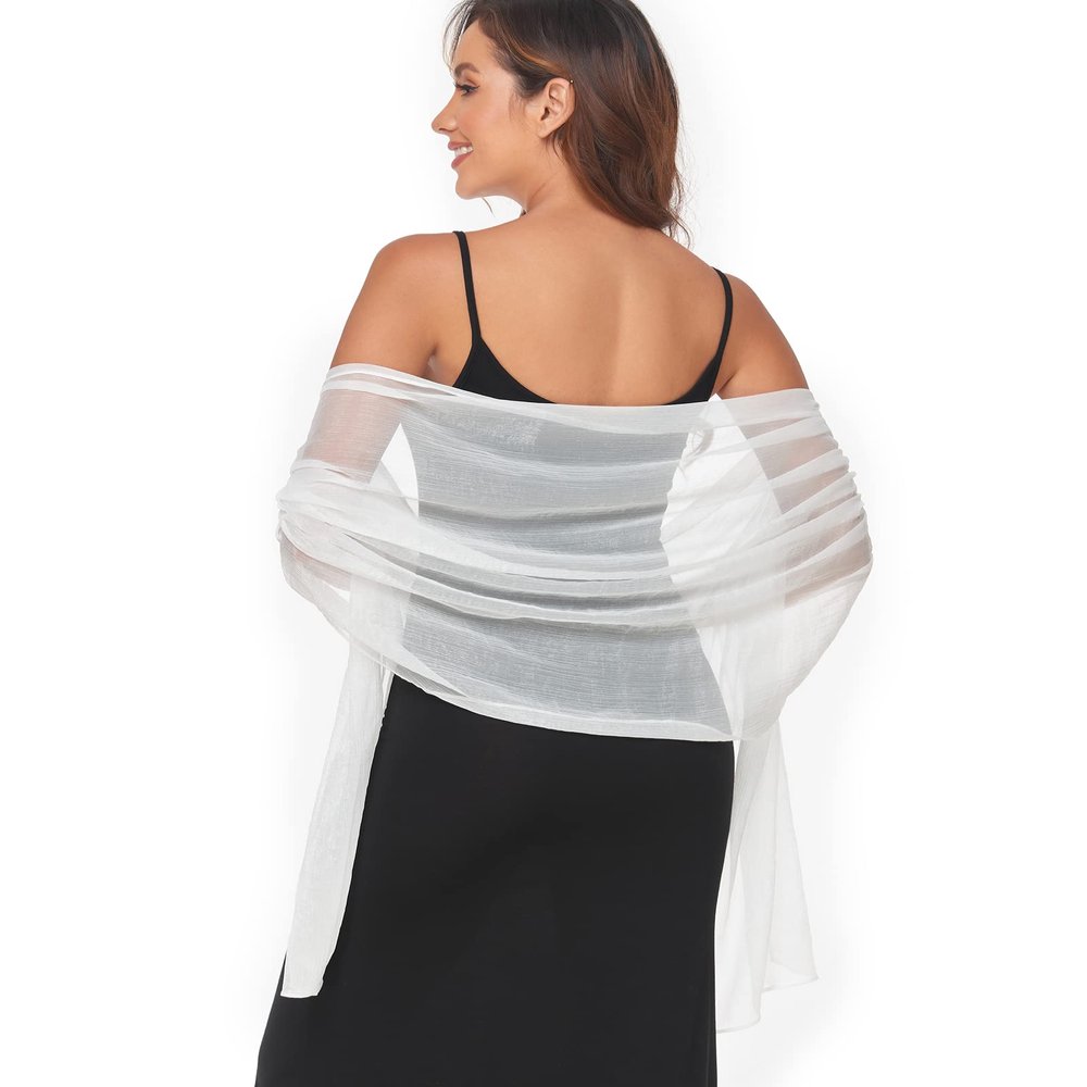 SURVODJA Women Shawls and Wraps for Evening Dress Lightweight Scarf Wedding Guest Shawl Wrap Bridesmaid Scarves(Ivory,79''27')