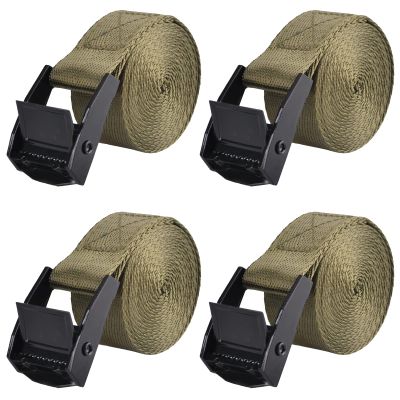 TRIWONDER Cinch Tie Down Strap Lashing Straps Heavy Duty Nylon Straps with Cam Buckles for Cargo, Trucks, Boat, Motorcycle,SUP, Kayak, Canoe, Trailer (1.5m, Green - 4 Pack)