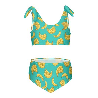 Aflyko Fruit Girls' Swimwear Yellow Banana Aqua 2-Piece Bikini Set Summer Swimsuit Holiday Bathing Suit Hawaii Beachwear Pool Water Sport Tankini Set 4T