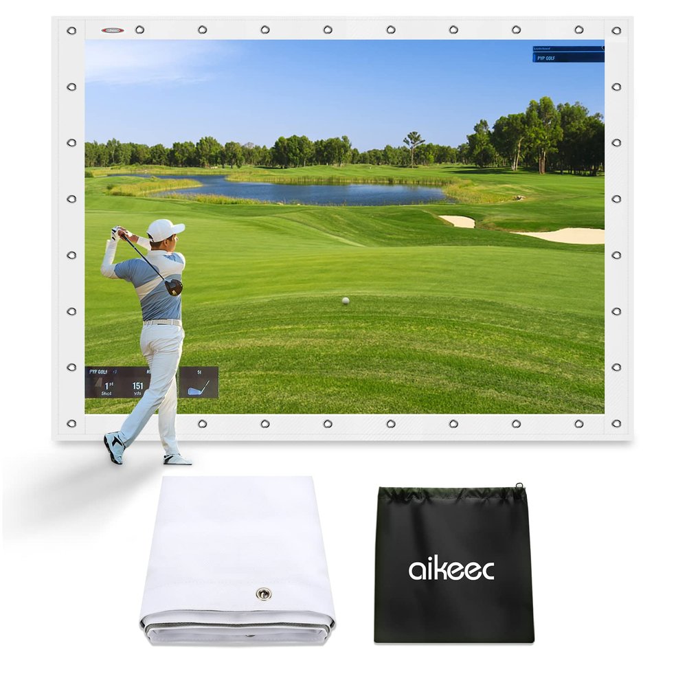 aikeec Golf Simulator Impact Screen: Ultra Clear Golf Impact Screen for Indoor Golf Training, 10 ft x 8.5 ft Impact Screen for Home Projector Practice with 38 pcs Grommet Holes