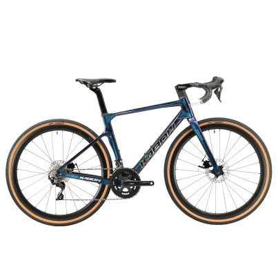 KABON Carbon Gravel Road Bike, T800 Carbon Fiber Frame 700C Road Bike with 18 Speeds Drivetrain, Integrated Carbon Handlebar, Disc Brakes Racing Bicycle for Adult Unisex (Chameleon Blue, 53cm)