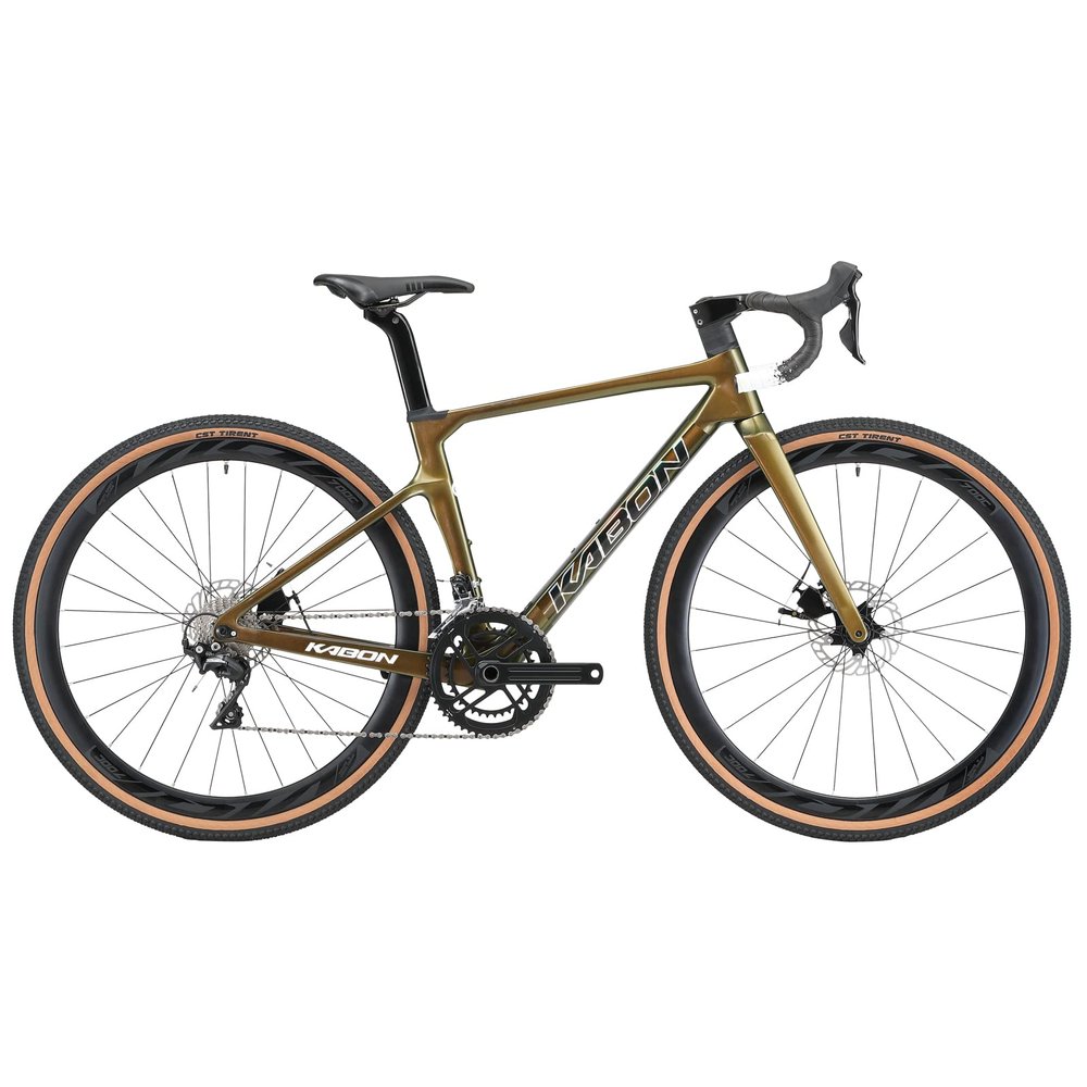 KABON Carbon Gravel Road Bike, T800 Carbon Fiber Frame 700C Road Bike with 18 Speeds Drivetrain, Integrated Carbon Handlebar, Disc Brakes Racing Bicycle for Adult Unisex (Chameleon Green, 50cm)