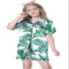 Schbbbta Silk Pjs for Women Set, Cute Silky Matching 2 Pcs Comfy Nightwear Button Down Sexy Soft Satin Summer Pj Short Set, Leaves Green, XX-Large view 2