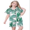 Schbbbta Silk Pjs for Women Set, Cute Silky Matching 2 Pcs Comfy Nightwear Button Down Sexy Soft Satin Summer Pj Short Set, Leaves Green, XX-Large view 4