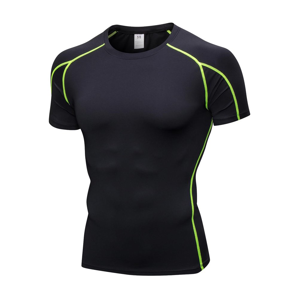 CARGFM Compression Shirt Men, Short Sleeve Football Basketball T Shirts, Cool Dry Tight Baselayer Undershirts Top for Workout Athletic Running Gym