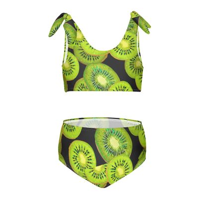Aflyko Fruit Girls' Swimwear Kiwi Green Summer 2-Piece Bikini Set Beachwear 3-10T