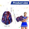 Hanaive 24 Pcs Pom Poms Cheerleading Cheerleader Spirited Cheer Baton Handle Metallic Foil for Sports Team Party Dance Cheering(Red, Blue) view 2