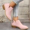 JITUUE Ankle Booties for Women,Women's Casual Dress Low Heeled Booties. V Cut Fashion Thick Heel Design Shoes(Pink,US 6.5 view 3