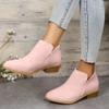 JITUUE Ankle Booties for Women,Women's Casual Dress Low Heeled Booties. V Cut Fashion Thick Heel Design Shoes(Pink,US 6.5 view 4