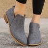 JITUUE Ankle Booties for Women,Women's Casual Dress Low Heeled Booties. V Cut Fashion Thick Heel Design Shoes(Grey,US 7 view 2