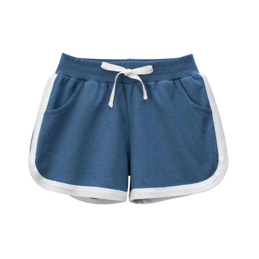 EISHOW Kids Summer Sports Jogger Shorts with Pockets Fashionable Soft Cotton Bottoms for Toddler Child Baby Girls Boys (Blue,4T)