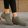JITUUE Ankle Booties for Women,Women's Casual Dress Low Heeled Booties. V Cut Fashion Thick Heel Design Shoes(Army green,US 8.5 view 2