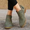 JITUUE Ankle Booties for Women,Women's Casual Dress Low Heeled Booties. V Cut Fashion Thick Heel Design Shoes(Army green,US 8.5 view 3