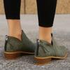 JITUUE Ankle Booties for Women,Women's Casual Dress Low Heeled Booties. V Cut Fashion Thick Heel Design Shoes(Army green,US 8.5 view 4