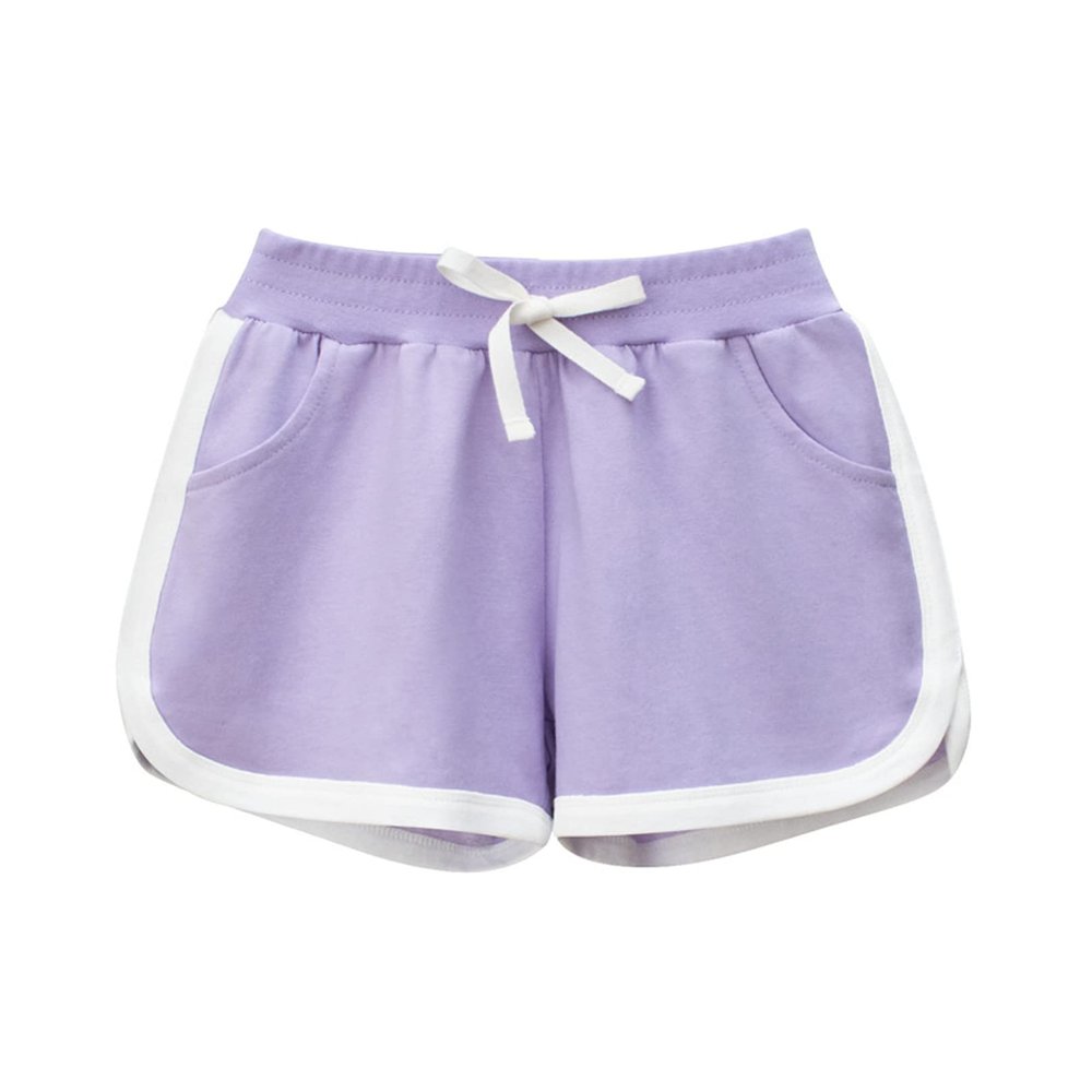 EISHOW Kids Summer Sports Jogger Shorts with Pockets Fashionable Soft Cotton Bottoms for Toddler Child Baby Girls Boys (Light Purple,6-7 Years)