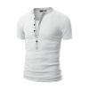 JEsilunmaMY Mens Slim Fit Basic Henley T-Shirts Button Neck Short Sleeve Beach Tee Shirts Solid Color Sumemr Henley Shirt (US Size XL Asia XXL,White) view 1