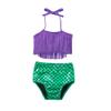 LYSMuch 3-Pieces Baby Girls Bikini Swimsuit Mermaid Bathing Suit Toddler Beach Tassels Swimwear (6-12 Months, Violet) view 1
