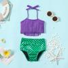 LYSMuch 3-Pieces Baby Girls Bikini Swimsuit Mermaid Bathing Suit Toddler Beach Tassels Swimwear (6-12 Months, Violet) view 2