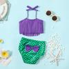 LYSMuch 3-Pieces Baby Girls Bikini Swimsuit Mermaid Bathing Suit Toddler Beach Tassels Swimwear (6-12 Months, Violet) view 4