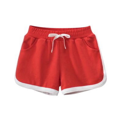 EISHOW Kids Summer Sports Jogger Shorts with Pockets Fashionable Soft Cotton Bottoms for Toddler Child Baby Girls Boys (Red,4T)