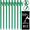 8 Pack Tent Stakes Heavy Duty 12 inch Steel Tent Pegs for Camping Unbreakable and Inflexible-Green view 1