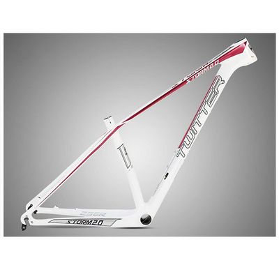 HIMALO 27.5er 29er Mountain Bike Frame 15''/17''/19'' XC Hardtail Bike Carbon Fiber Frame QR 135mm Disc Brake Frame Internal Routing (Color : White, Size : 27.5 * 17'')