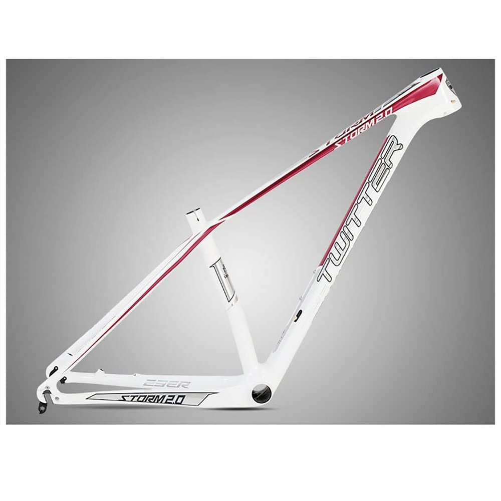 HIMALO 27.5er 29er Mountain Bike Frame 15''/17''/19'' XC Hardtail Bike Carbon Fiber Frame QR 135mm Disc Brake Frame Internal Routing (Color : White, Size : 27.5 * 17'')