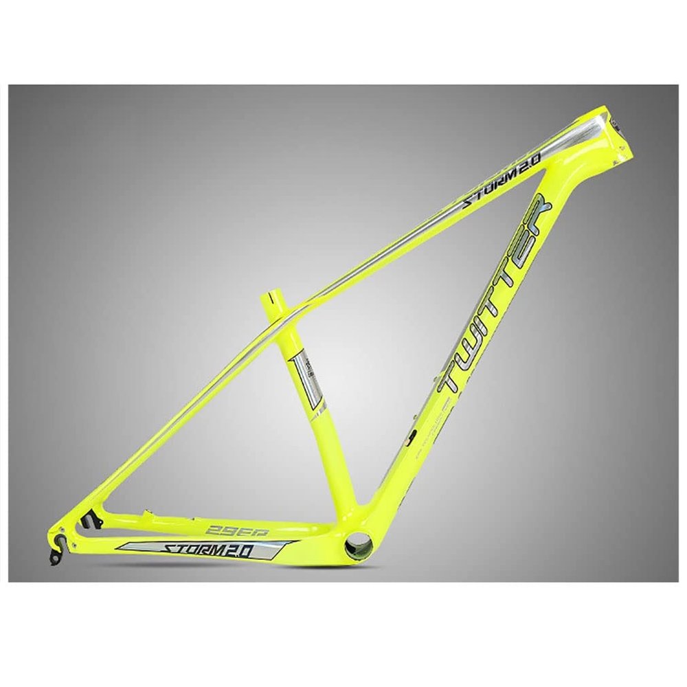 HIMALO 27.5er 29er Mountain Bike Frame 15''/17''/19'' XC Hardtail Bike Carbon Fiber Frame QR 135mm Disc Brake Frame Internal Routing (Color : Yellow, Size : 27.5 * 15'')