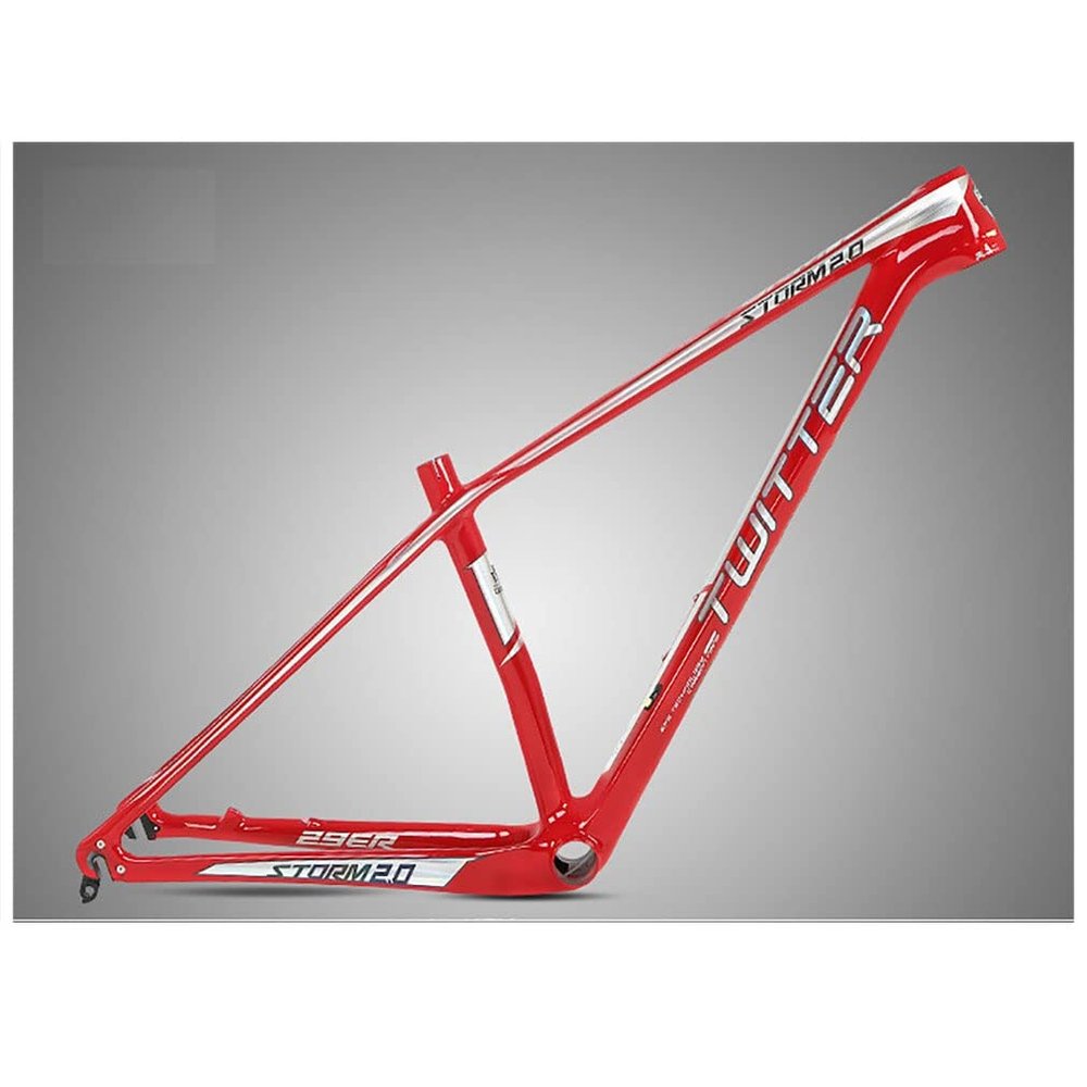 HIMALO 27.5er 29er Mountain Bike Frame 15''/17''/19'' XC Hardtail Bike Carbon Fiber Frame QR 135mm Disc Brake Frame Internal Routing (Color : Red, Size : 29 * 19'')