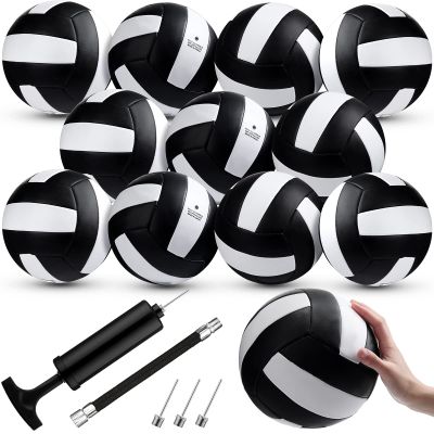 Meooeck 12 Pcs Volleyballs Official Size 5 Volley Balls Bulk Practice Volleyballs Indoor Outdoor Soft Recreational Volley Ball with Pump for Beginner for Gym Training Beach Pool(Classic Color)